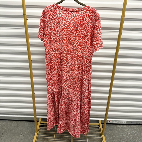 J.Crew Red and White Flower Large Maxi Flowy Dress - Picture 3 of 3